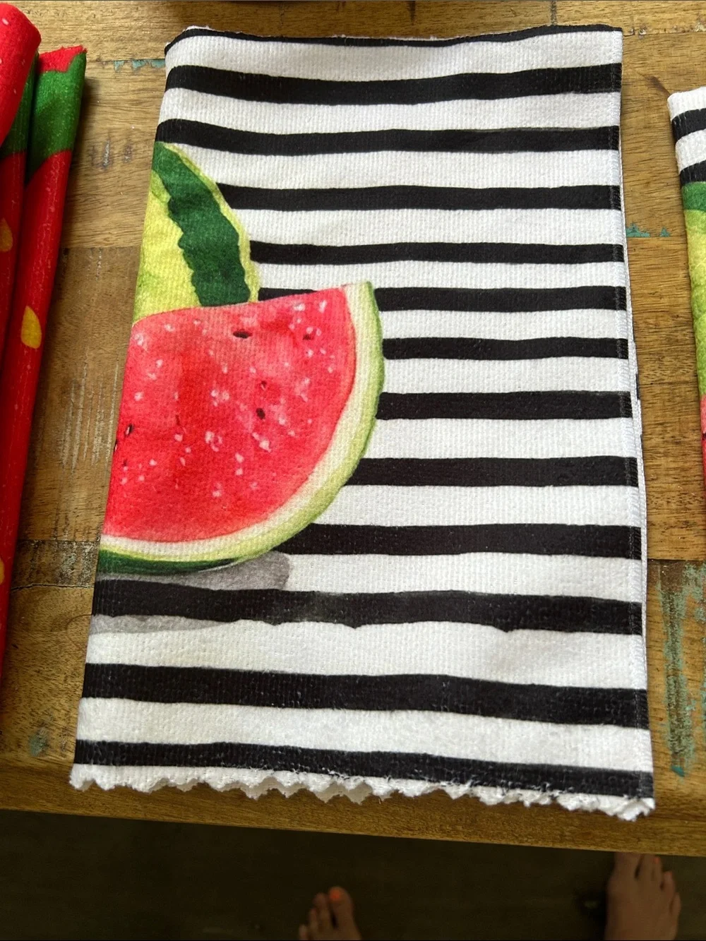 Watermelon Stripe Kitchen Tea Towels - Set of 5 NWOT